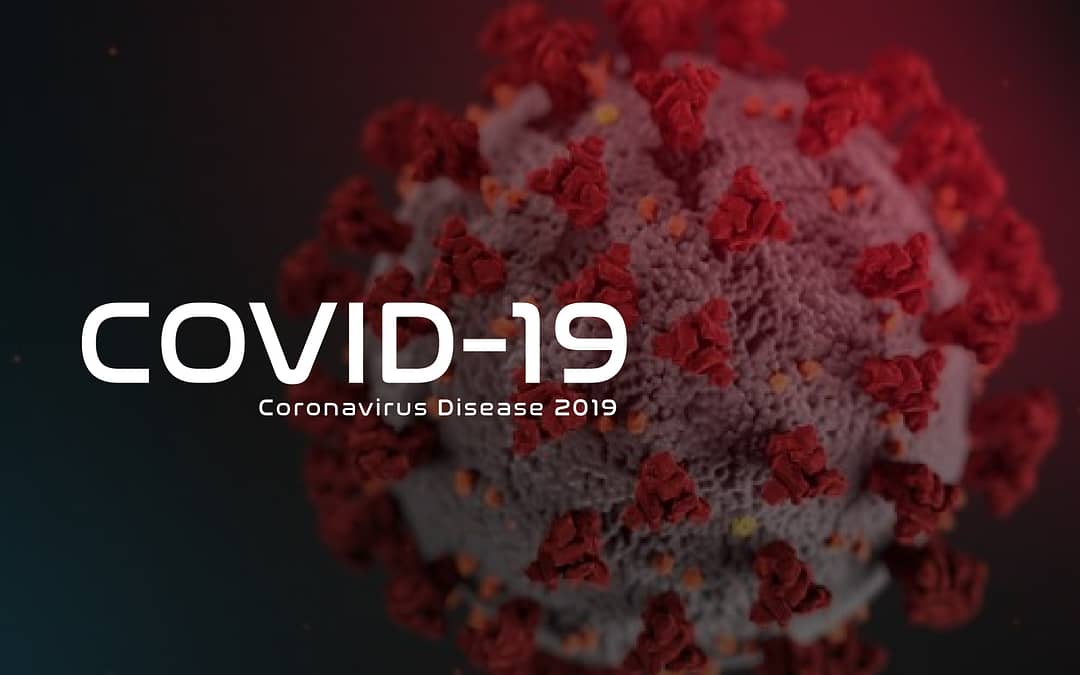 Image of COVID-19 virus on black background
