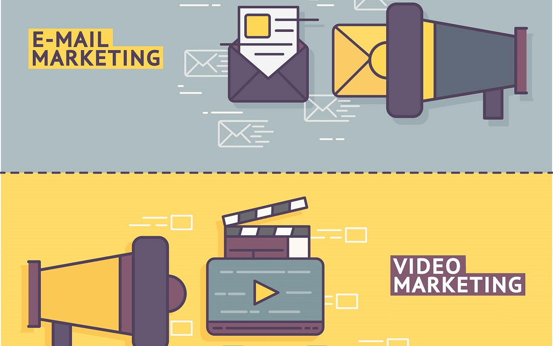 Illustration of video and email marketing